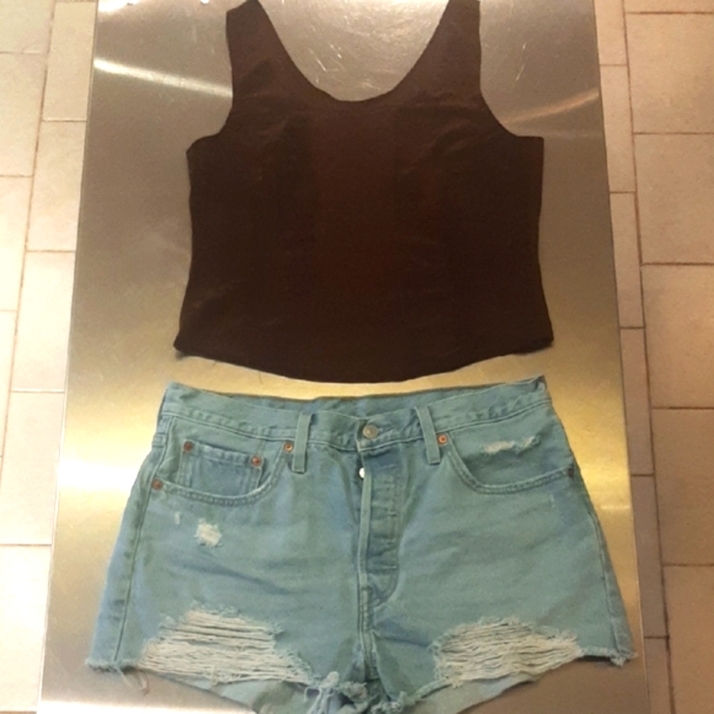 Levi's+Chocolate🍩Faux Suede Tank Size M/L - Picture 2 of 9